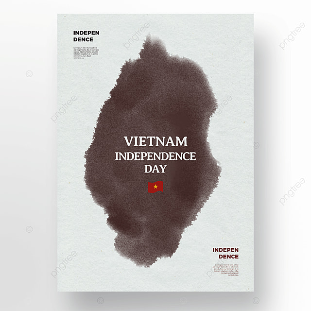 水墨风格越南国旗星星国庆日海报
