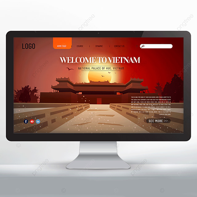 现代插画风格越南顺化故宫旅行宣传网页
