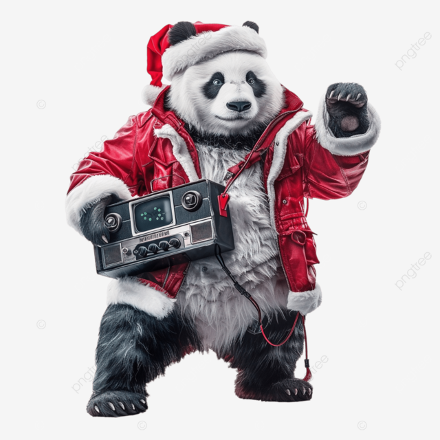 圣诞老人熊猫与音箱