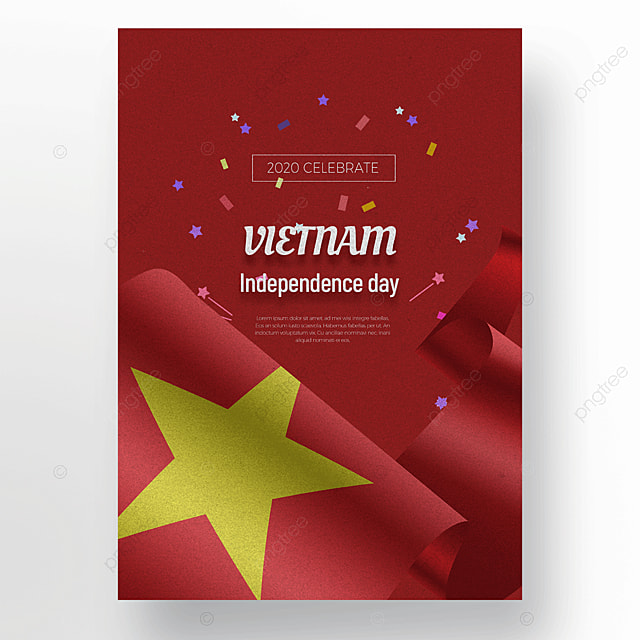 越南国庆日丝绸国旗彩纸庆贺海报模版