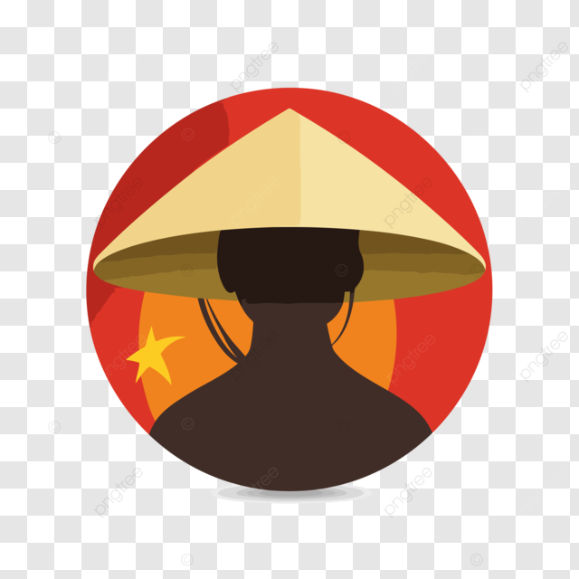 戴着 cong 帽子的越南女人剪影孤立矢量图