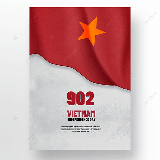 红色越南丝绸国旗星星国庆日海报