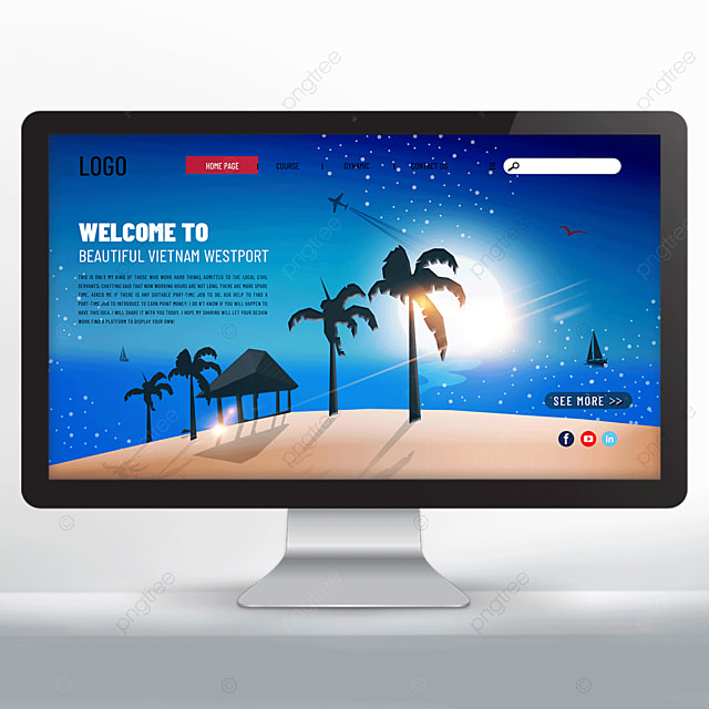 时尚剪影风格越南芽庄旅游宣传网页设计