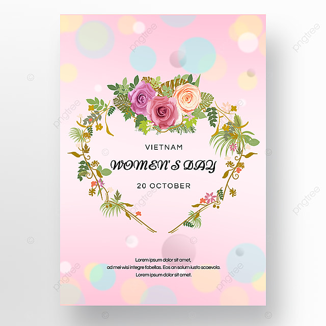 爱心花环越南妇女节海报