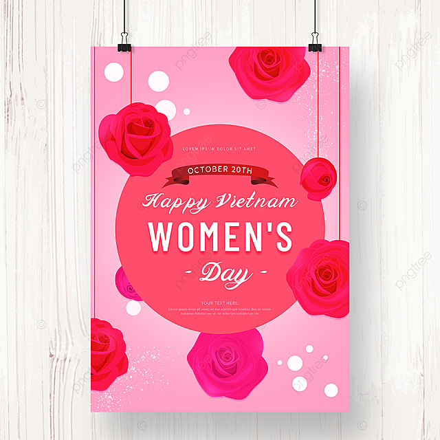 温馨红色玫瑰越南妇女节海报