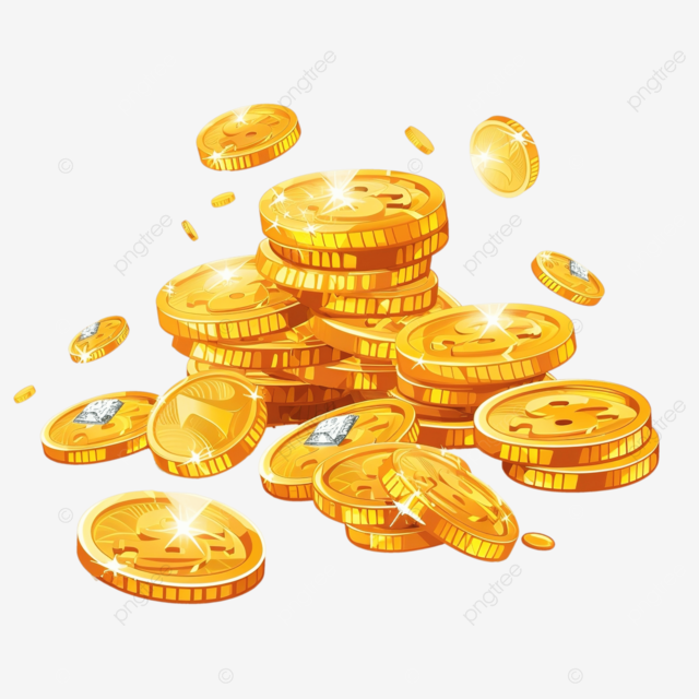 一堆金币与钻石卡通金币