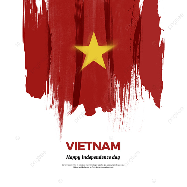 越南红色水彩笔刷国庆日庆祝模版