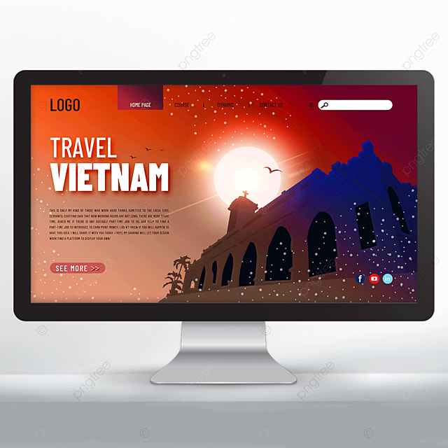 现代深色卡通风格越南旅游名胜宣传网页设计