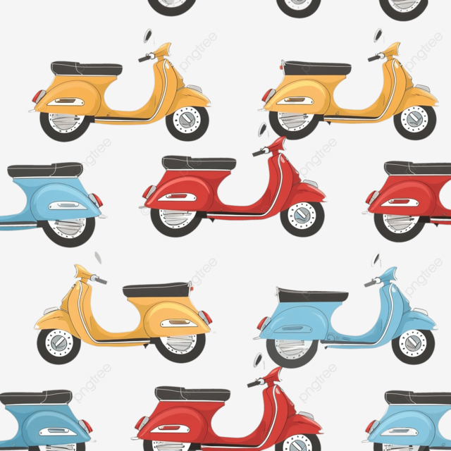 复古滑板车图案无缝