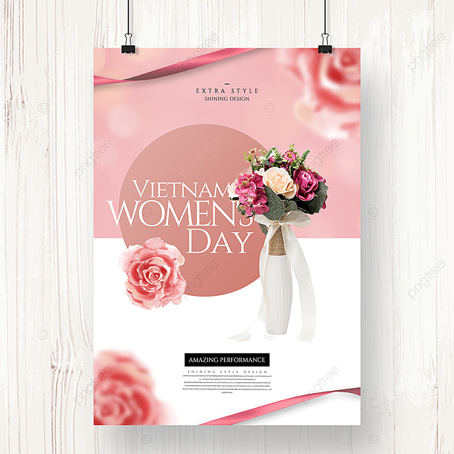 简约浪漫时尚越南妇女节海报