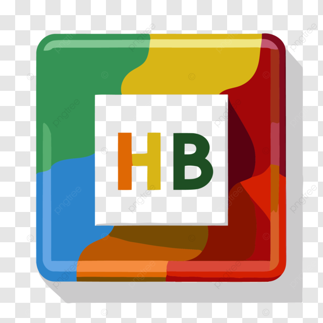 带有字母 hb 的彩色方块 矢量图形