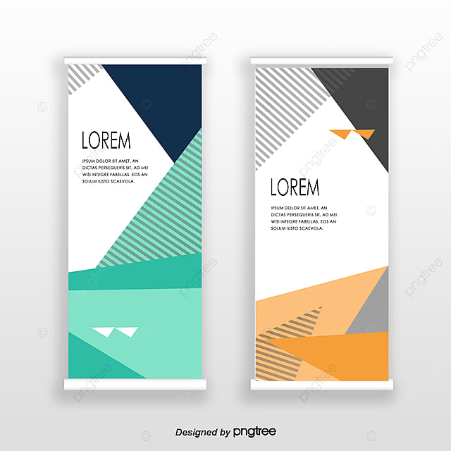 几何简约商业竖版standee banner绿色橙色三角形