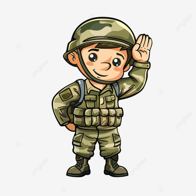敬礼的士兵卡通