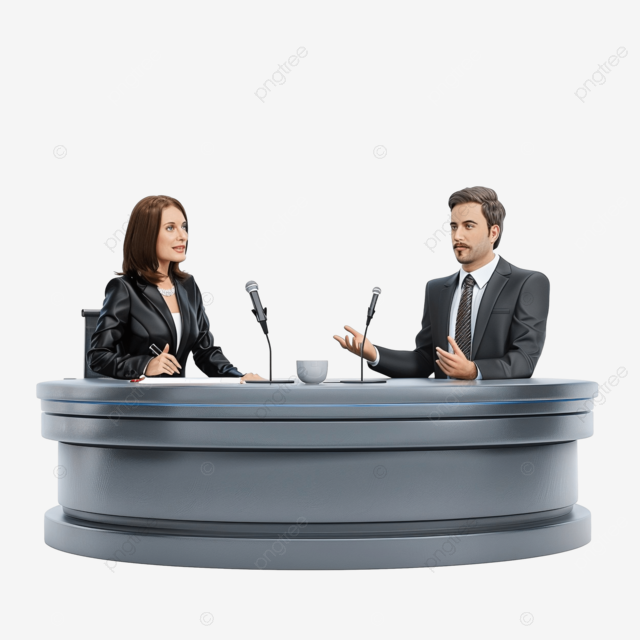 新闻主播正在频道上播报新闻