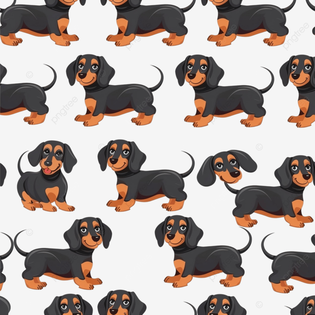 可爱的腊肠狗卡通无缝图案