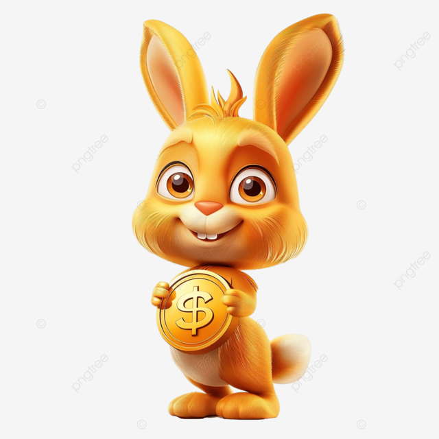 金币头兔可爱卡通人物