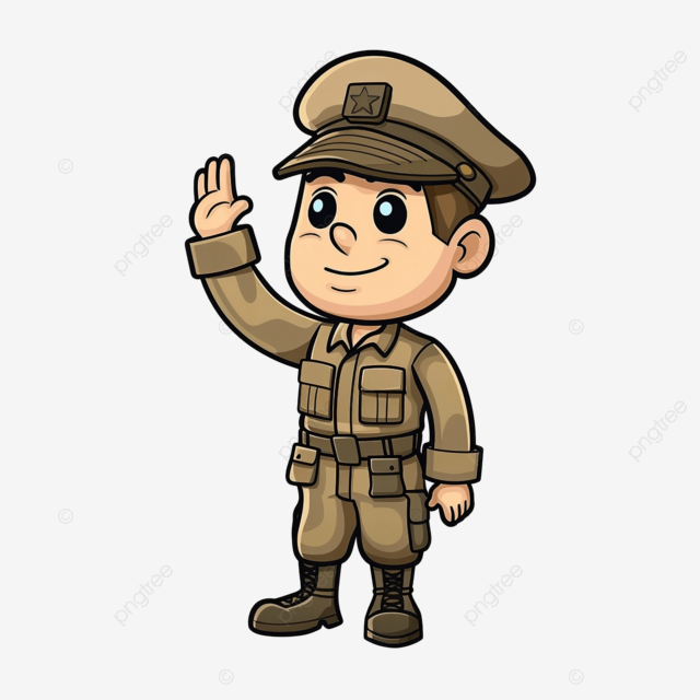 敬礼的士兵卡通