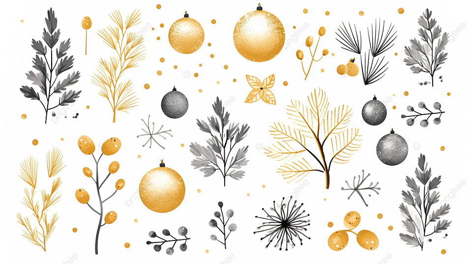 现代圣诞节设置与温暖的冬季元素隔离在白色背景