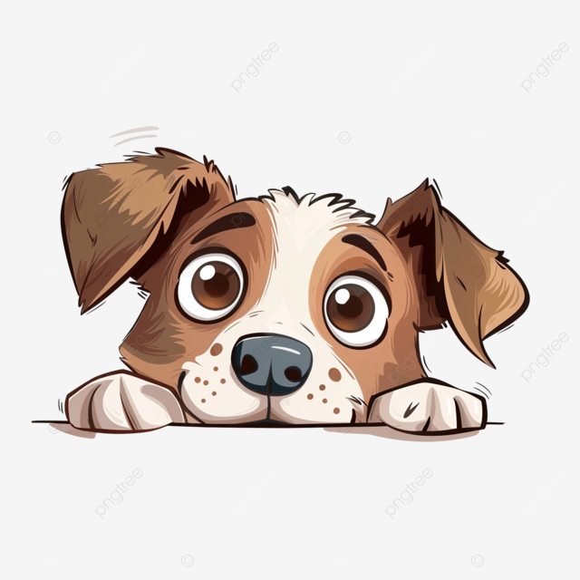 可爱的小狗偷看卡通