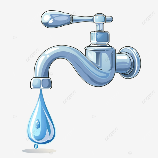 卡通滴水的水龙头
