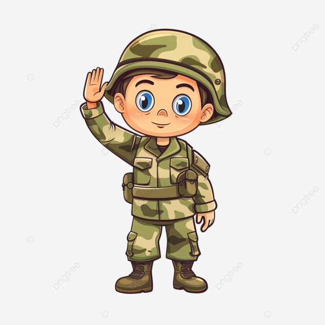 敬礼的士兵卡通
