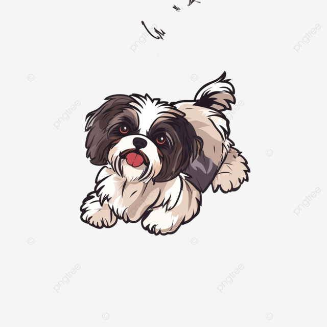 可爱的西施狗卡通无缝图案