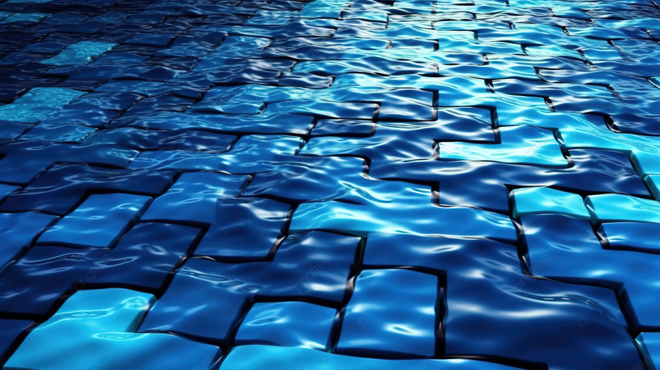 蓝色瓷砖背景与水波纹纹理设计