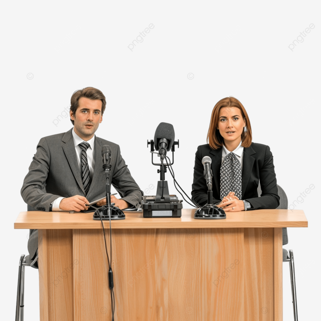 新闻主播正在频道上播报新闻