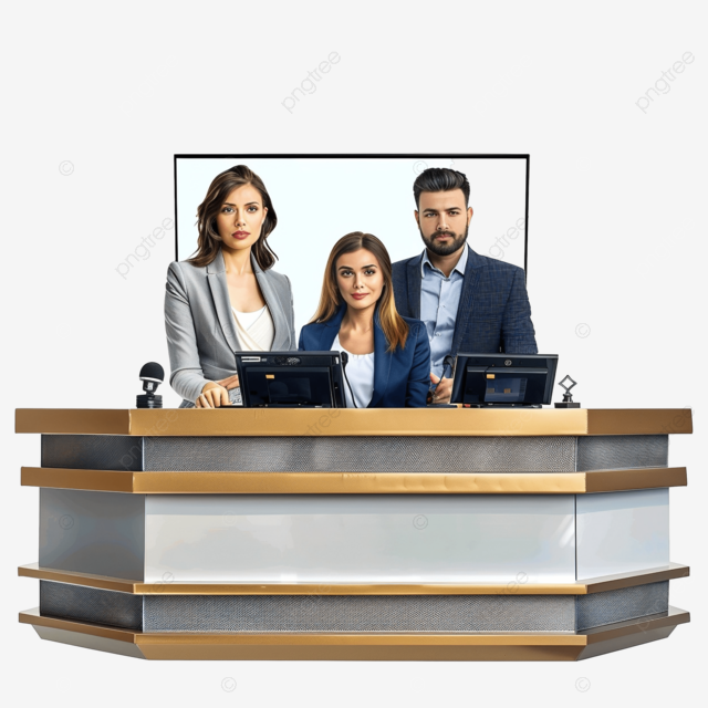 新闻主播正在频道上播报新闻