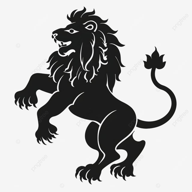 狮子猖獗的平面剪影