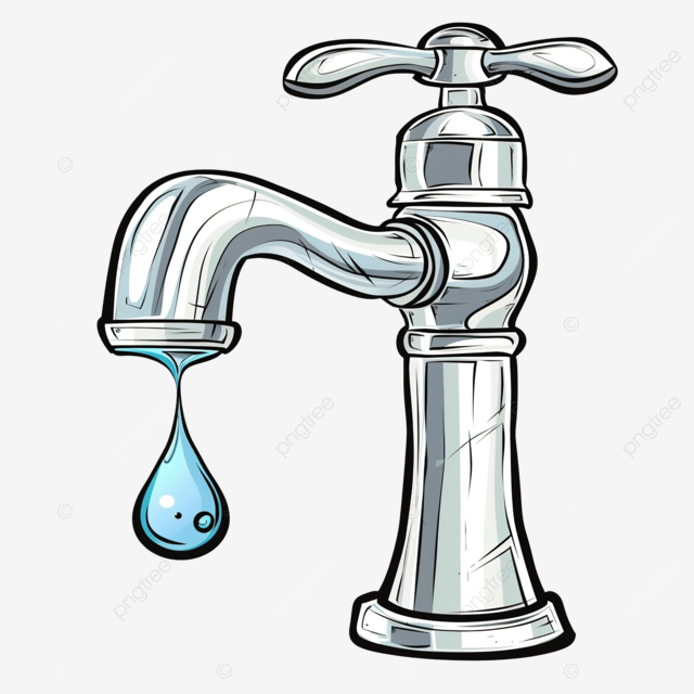 卡通滴水的水龙头