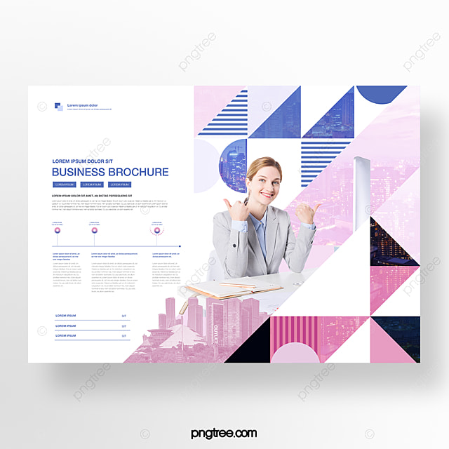现实商务粉红色几何色块横版商务介绍手册