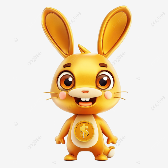 金币头兔可爱卡通人物