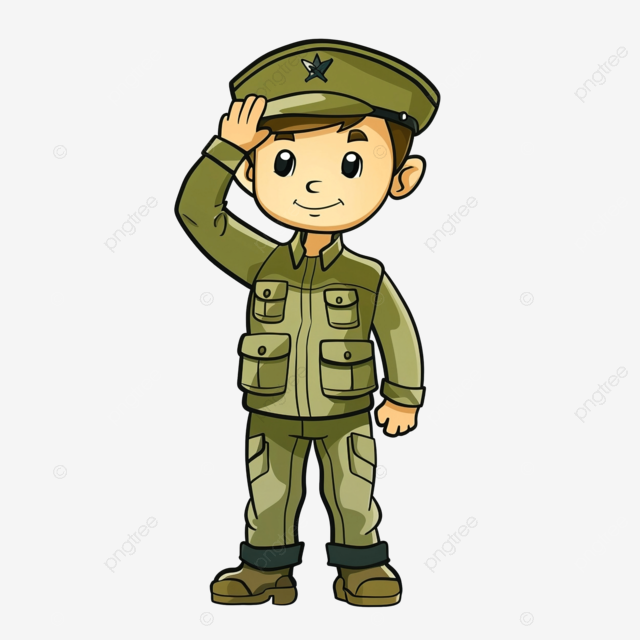 敬礼的士兵卡通