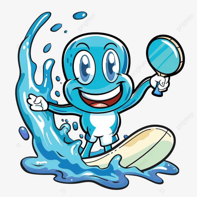 乒乓球拍作为冲浪者的吉祥物卡通