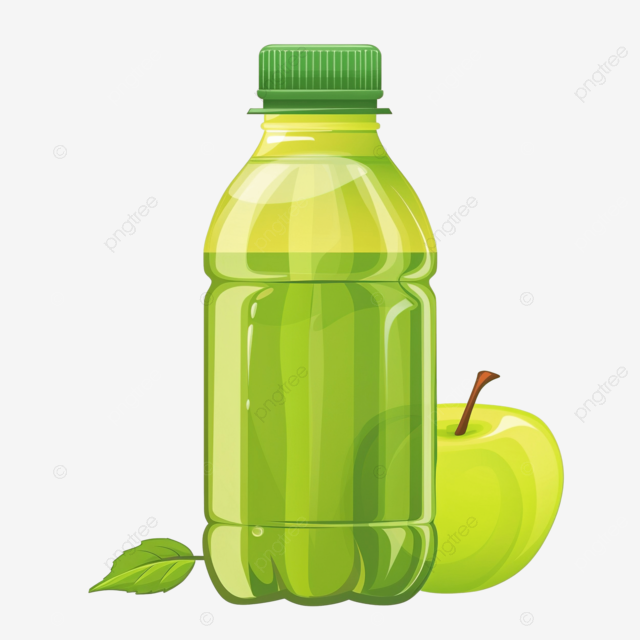 青苹果汁塑料瓶卡通孤立物体