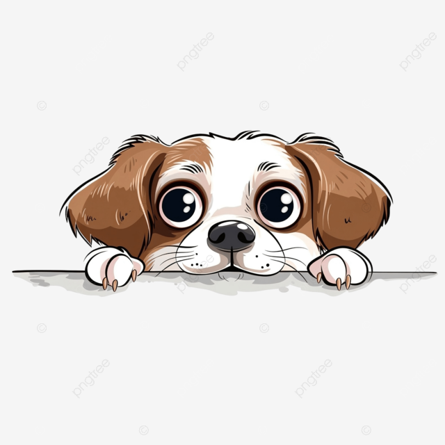 可爱的小狗偷看卡通