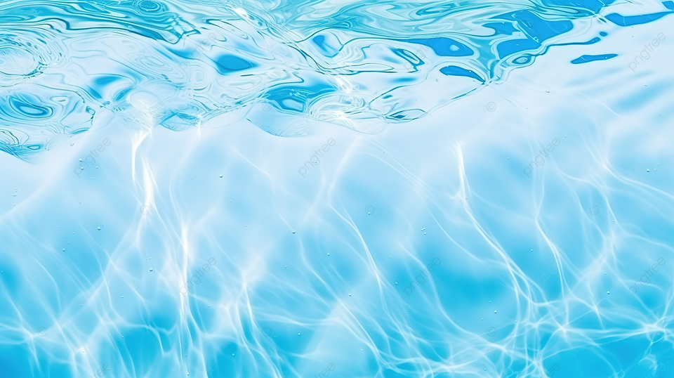清爽的水波纹和流动夏季蓝色游泳池纹理