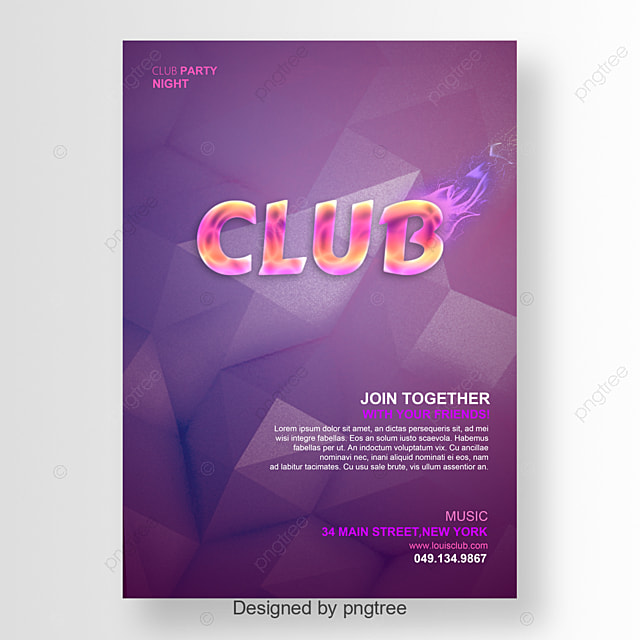 时尚俱乐部聚会海报与渐变字体