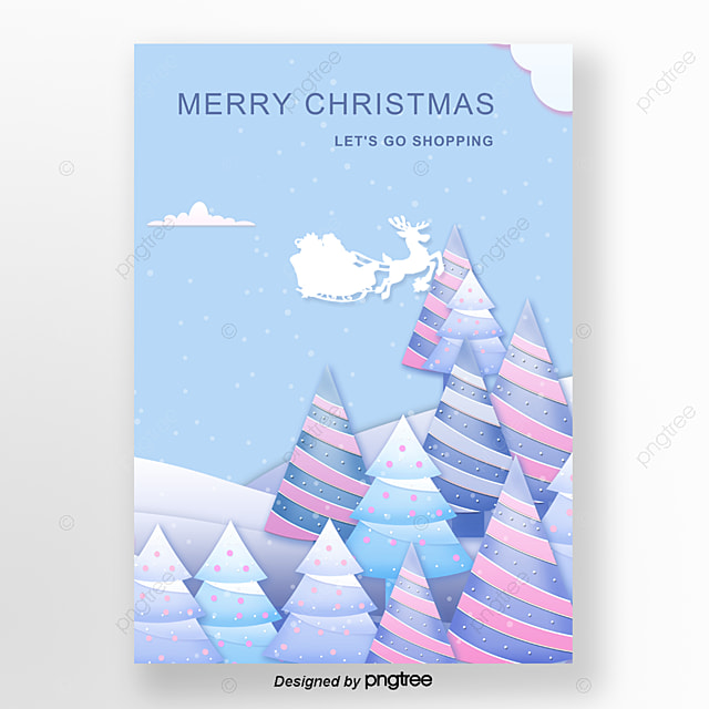 蓝色清信间的森林林纸圣诞海报