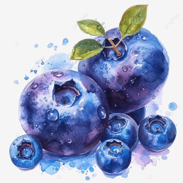 水彩果汁蓝莓剪贴画