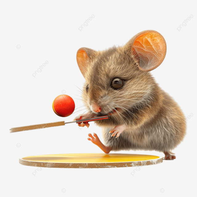 可爱的老鼠打乒乓球