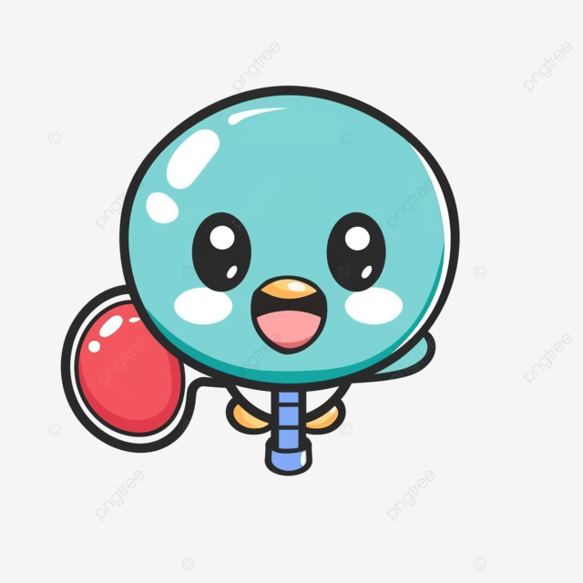 快乐乒乓球拍可爱吉祥物人物