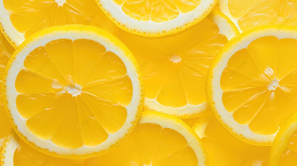 切片黄柠檬的充满活力的背景纹理图案