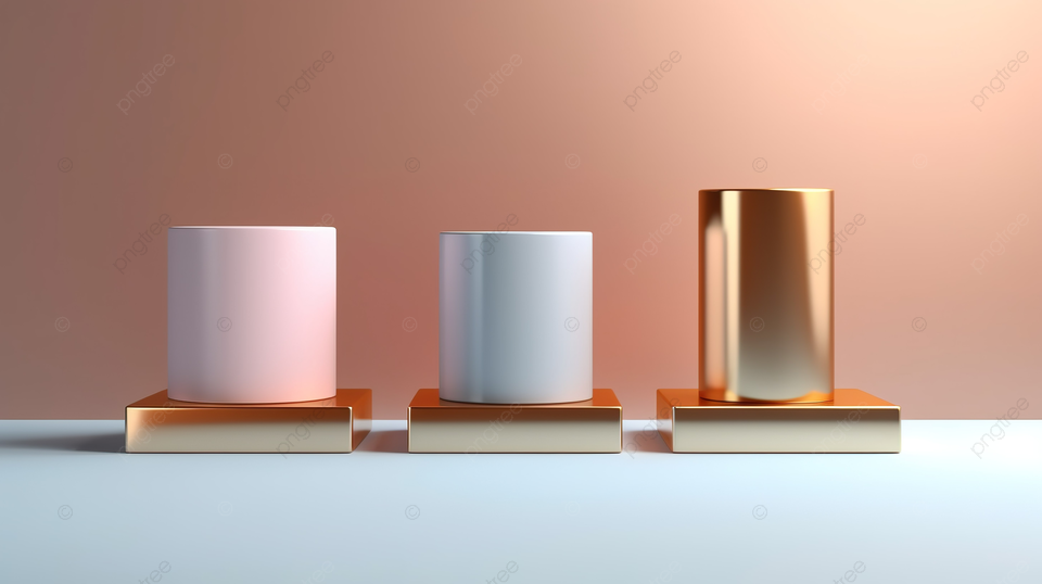 促销海报三个不同高度的精美讲台，在抽象和现代的 3D 渲染背景上展示您的产品