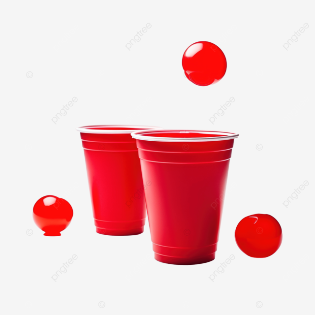 红色啤酒乒乓球塑料杯和球与泼传统派对饮酒游戏
