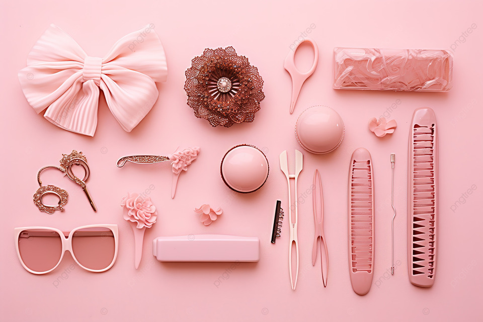 粉红色背景上的发饰