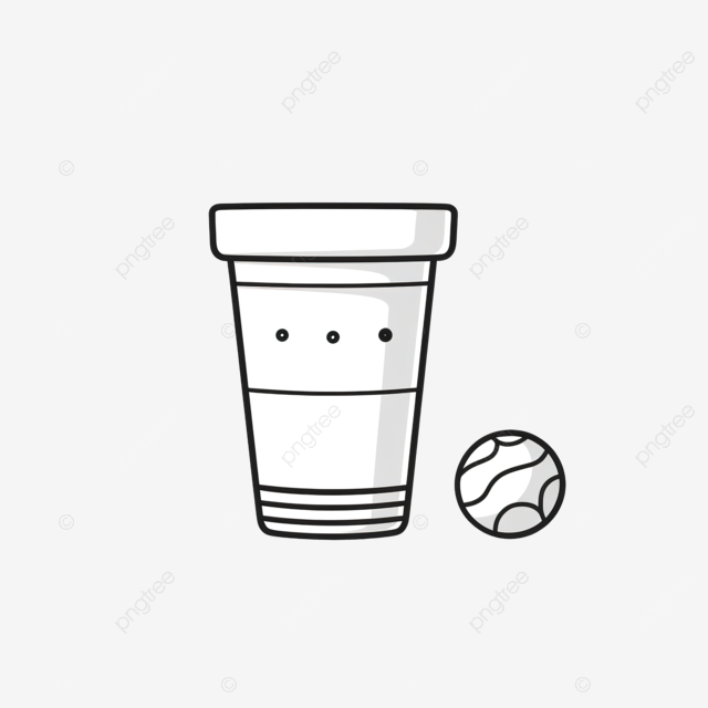 轮廓啤酒乒乓球插图塑料杯和球传统聚会饮酒游戏