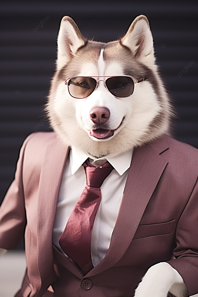 戴着墨镜和西装的哈士奇