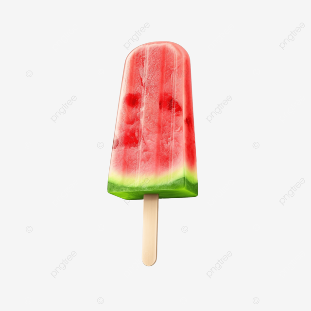 咬过的西瓜冰棒甜点水果冰淇淋棒上